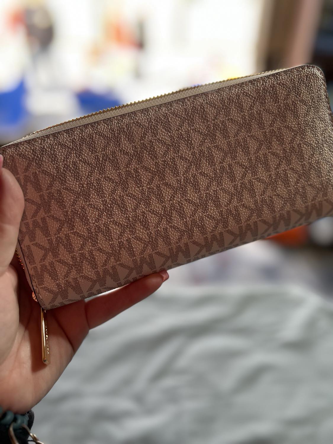 MK - Large Zip Monogram Wallet