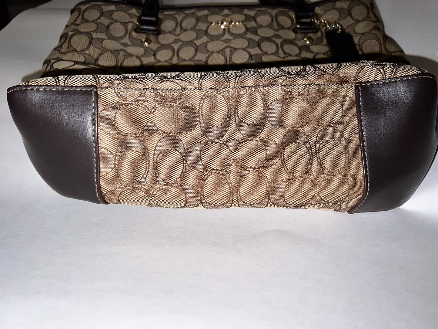 Coach - Zip Top Leather / Canvas Tote